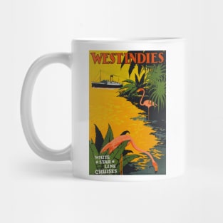 West Indies via White Star Line Cruises - Vintage Travel Poster Design Mug